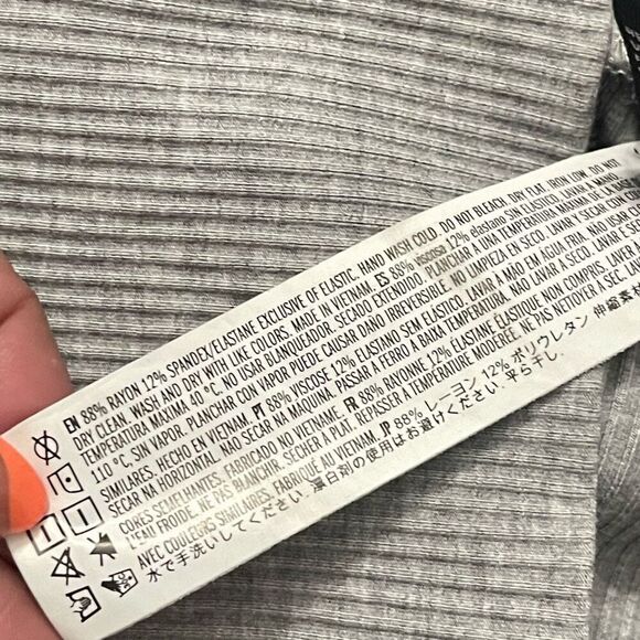 Forever 21 Gray Ribbed High Rise Flare Leggings L – Wide Waistband Rayon/Spandex - Picture 10 of 11